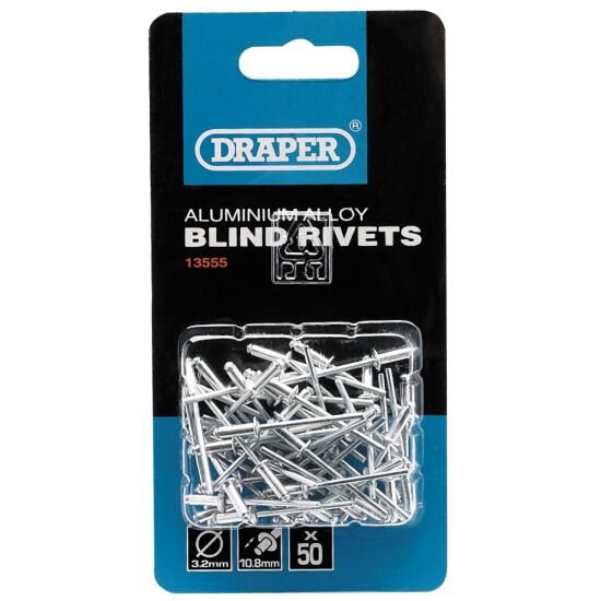Lot de 50 rivets aluminium 3,2 x 10,8 mm - Draper Tools