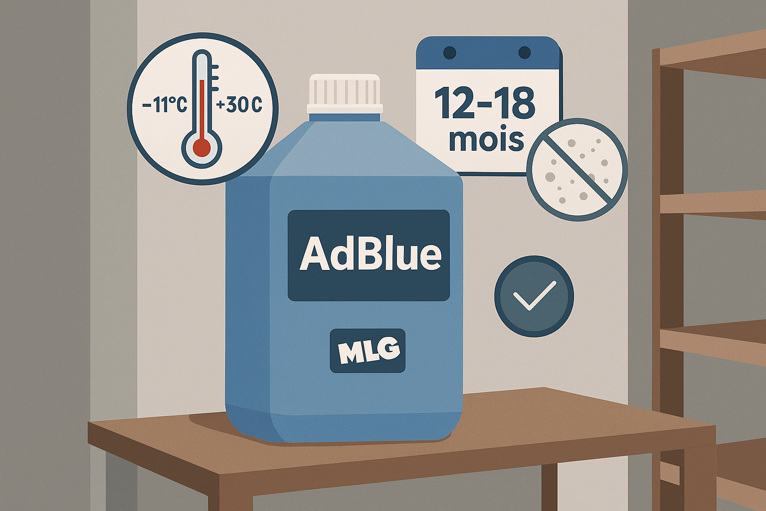 Conservation AdBlue : bidon, thermomètre −11/+30 °C et calendrier 12–18 mois – MyLittleGarage