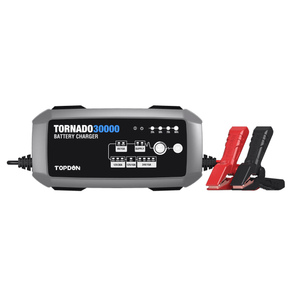 Chargeur de batterie intelligent TOPDON Tornado30000 6V 12V 24V – idéal pour camions, utilitaires et véhicules lourds