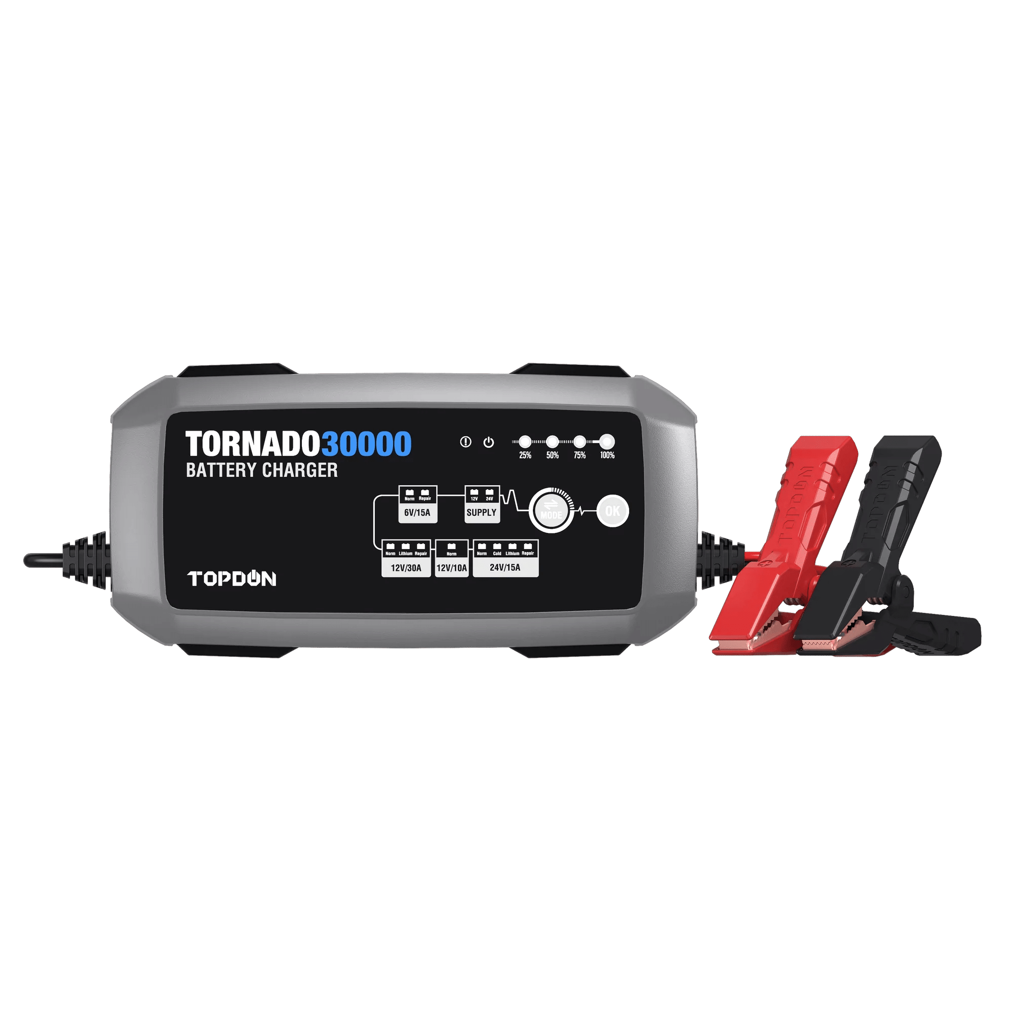 TOPDON Tornado30000 – Chargeur de batterie 6V / 12V / 24V jusqu’à 1000Ah pour camions et garages professionnels Chargeur de batterie intelligent TOPDON Tornado30000 6V 12V 24V – idéal pour camions, utilitaires et véhicules lourds