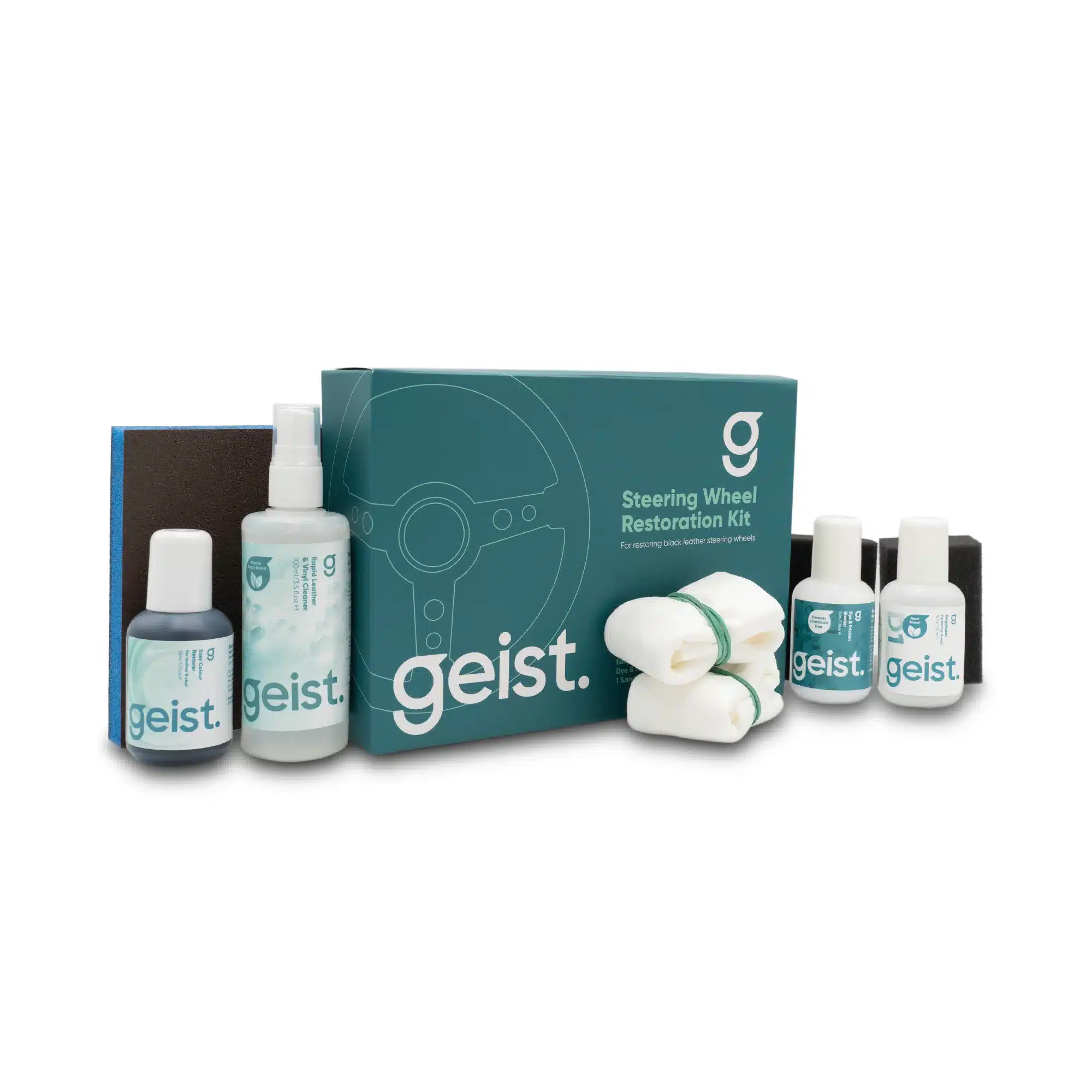 kit de rénovation de volant en cuir noir GEIST Kit réparation volant cuir noir Geist – rénovation complète en 5 étapes – Image 1